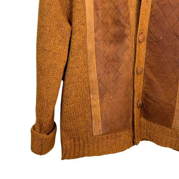 Vintage Arrow Size Medium 2 Ply Shetland Wool Suede Kurt Cobain Style Cardigan - Picture 4 of 8